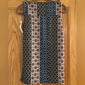 Geometric Patterned Skirt in Blue Tan and Black NWT